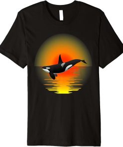 Funny Orca Whale Ocean Sea Retro Vintage Sunset Animal Premium T-Shirt