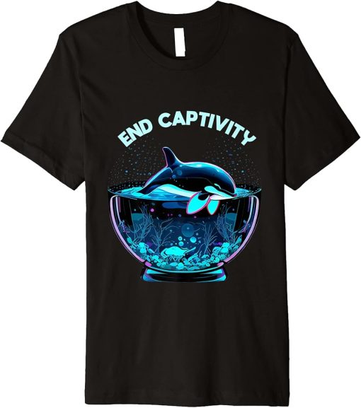 Orca End Captivity Free The Orcas Marine Protection Activist Premium T-Shirt