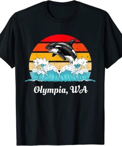 Vintage Olympia WA Distressed Orca Killer Whale Art T-Shirt