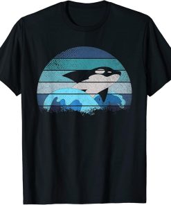 Retro Killer Whale Sea Waves Ocean Animal Aquarist Gift Orca T-Shirt