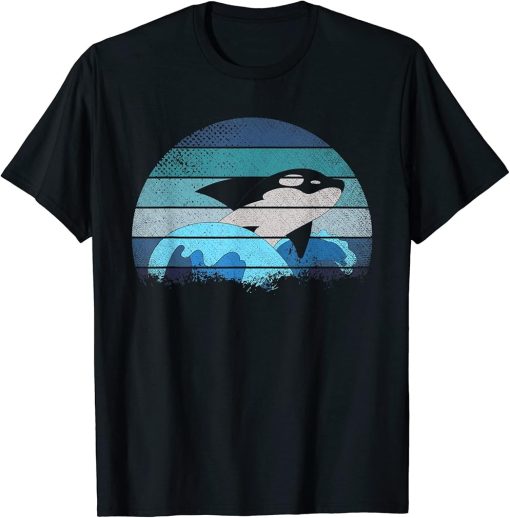 Retro Killer Whale Sea Waves Ocean Animal Aquarist Gift Orca T-Shirt